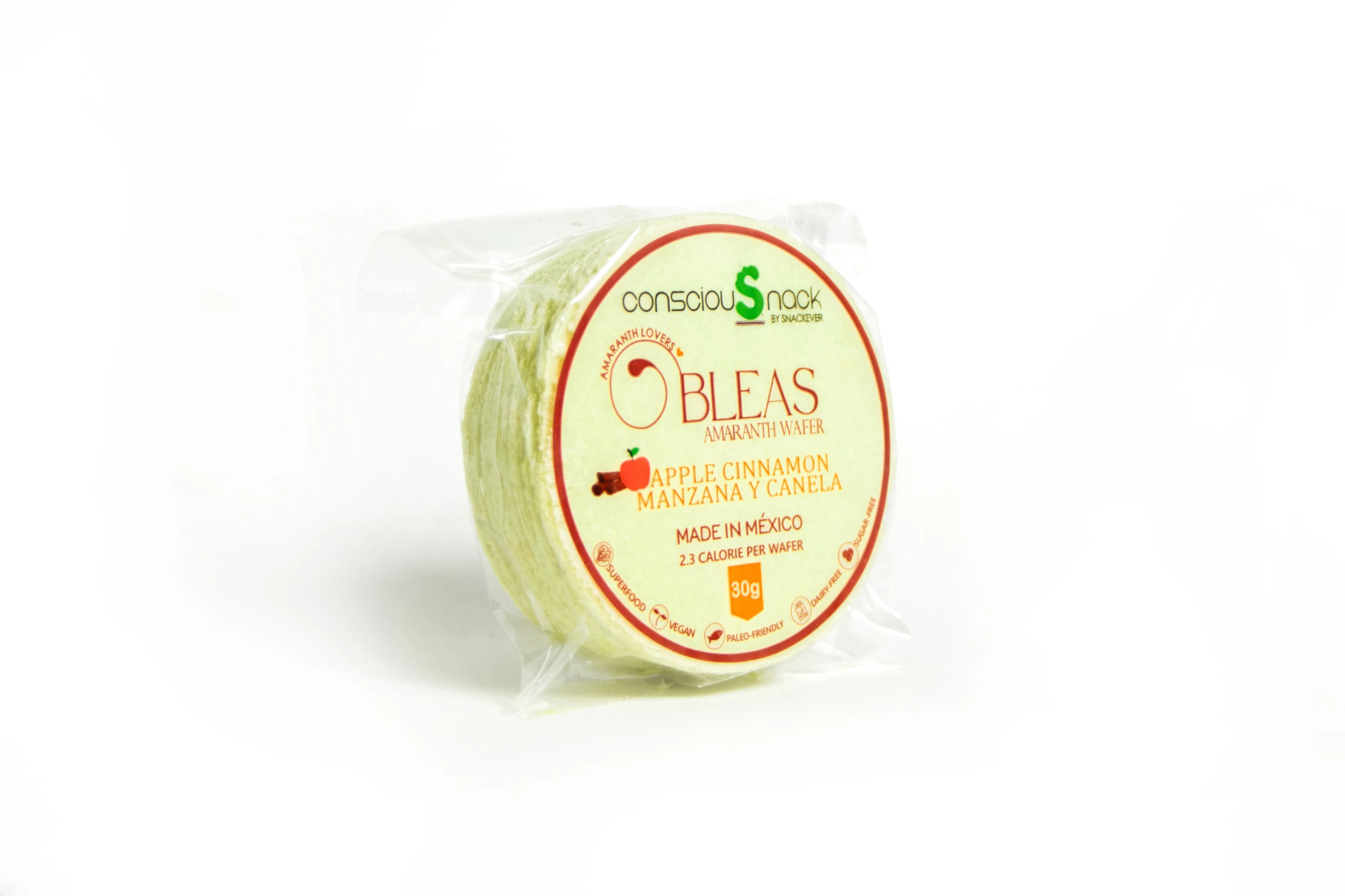 consciouSnack Obleas Apple Cinnamon Amaranth Wafers (1.05 oz)