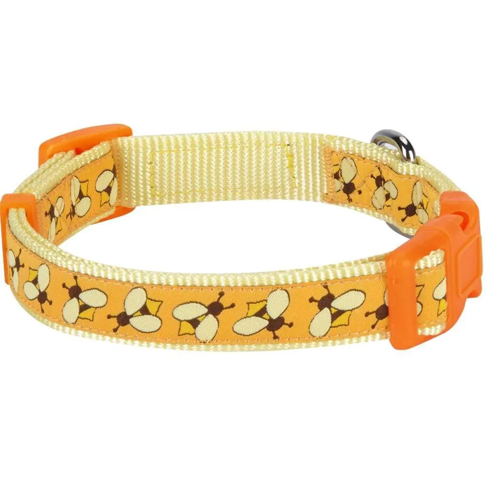 Flamingo Ladybug Dog Collar, Summer Vacation Tropical Hawaiian Palm Leaves Collar