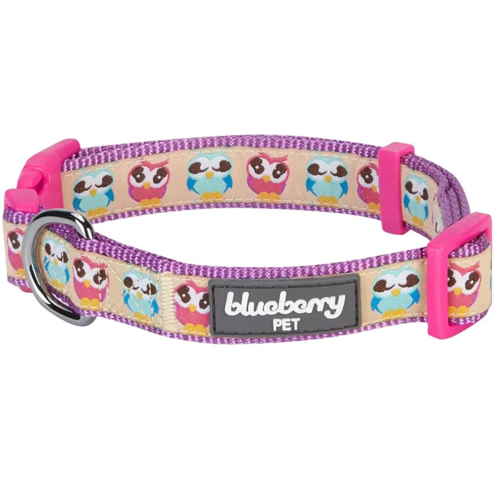 Flamingo Ladybug Dog Collar, Summer Vacation Tropical Hawaiian Palm Leaves Collar