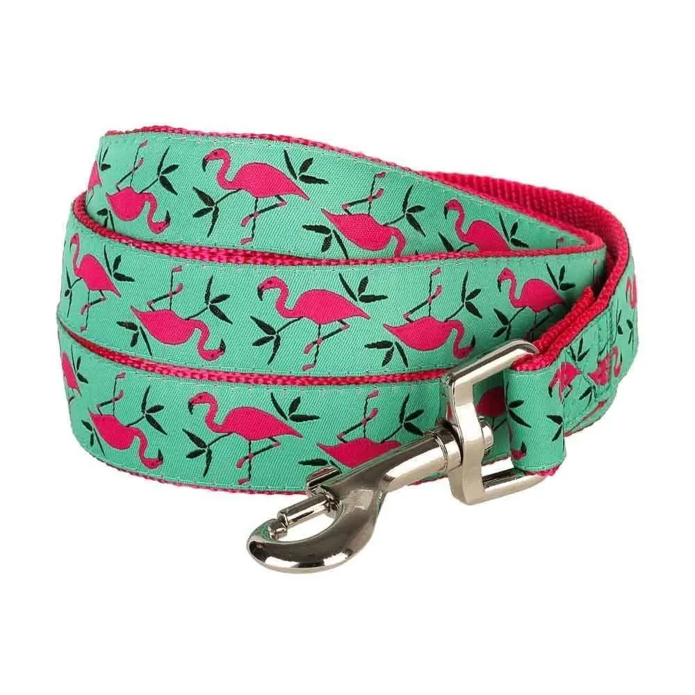 Flamingo Ladybug Dog Leash, Summer Vcation Hawaiian Plam Leaves Leash