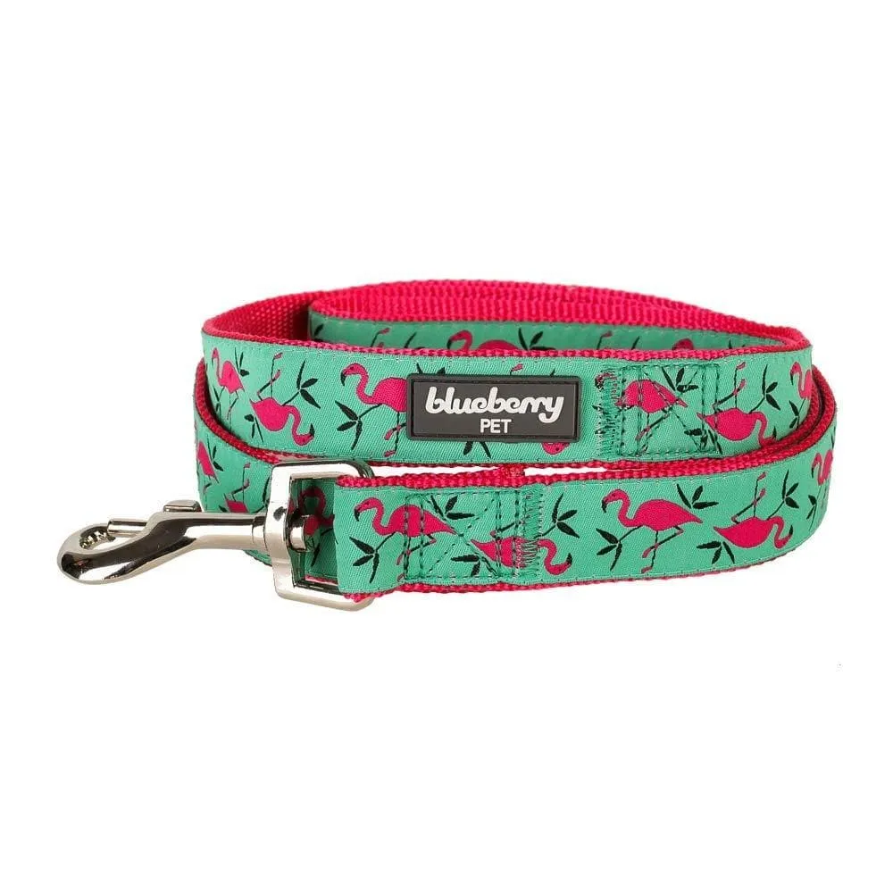 Flamingo Ladybug Dog Leash, Summer Vcation Hawaiian Plam Leaves Leash