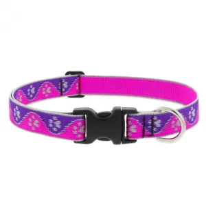 Lupine Adjustable Dog Collar 1" Wide X 16"-28" Neck Size High Lights Pink Paws