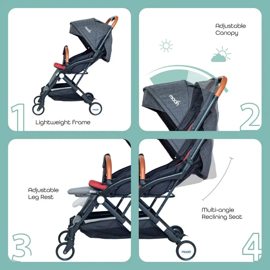 Moon Ritzi Travel Cabin Stroller (Black/Red)