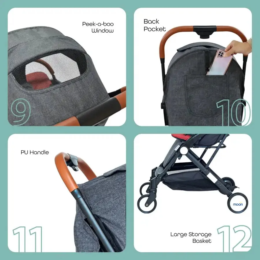 Moon Ritzi Travel Cabin Stroller (Black/Red)