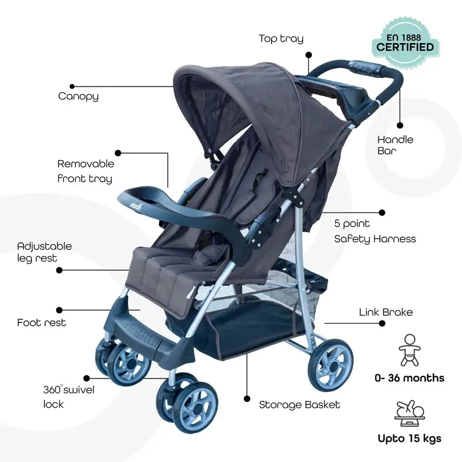 Moon Trek One Fold Stroller (Slate Grey)