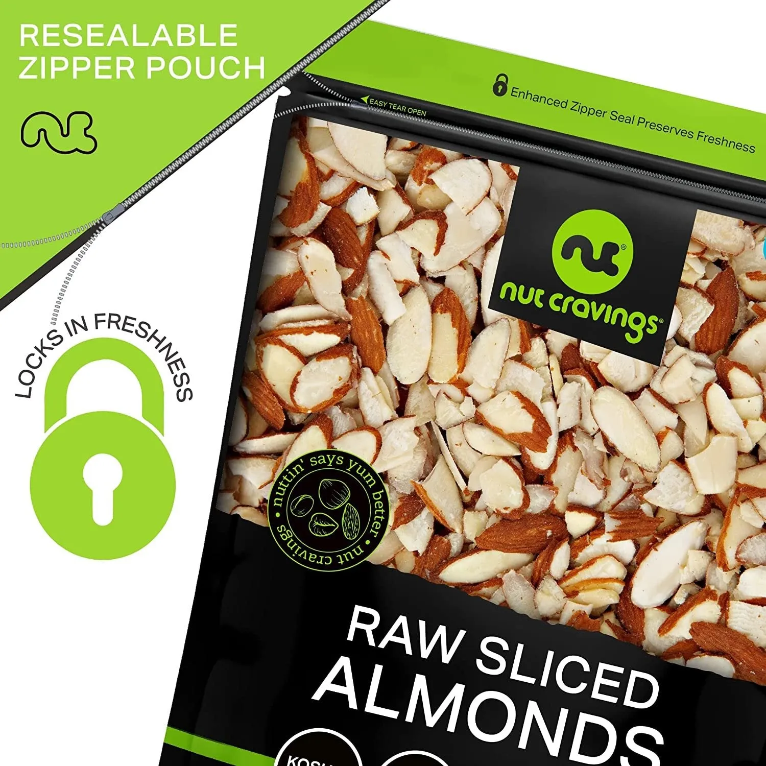 Nut Cravings - Natural Sliced Almonds - Raw, (48oz - 3 LB) Packed Fresh in Resealable Bag - Nut Snack - Healthy Protein Food, All Natural, Keto Friendly, Vegan, Kosher