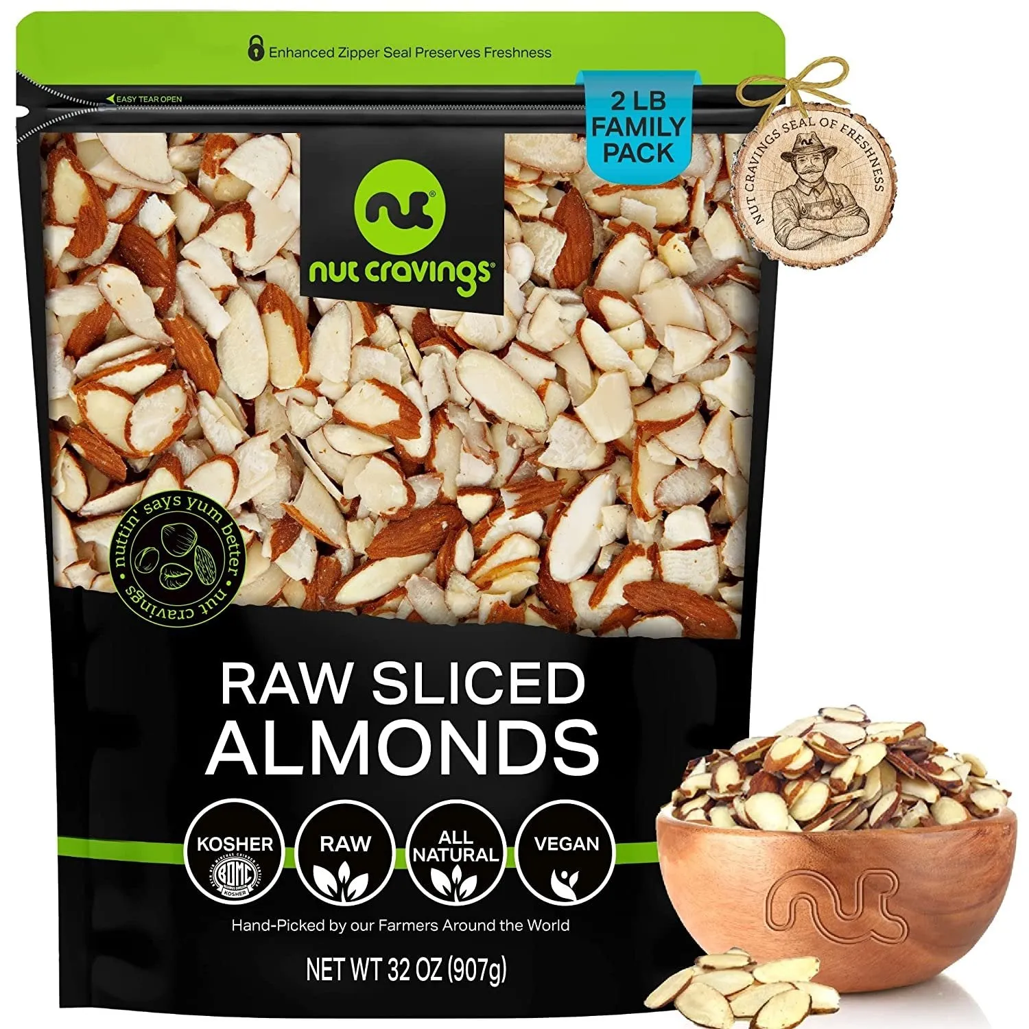 Nut Cravings - Natural Sliced Almonds - Raw, (48oz - 3 LB) Packed Fresh in Resealable Bag - Nut Snack - Healthy Protein Food, All Natural, Keto Friendly, Vegan, Kosher