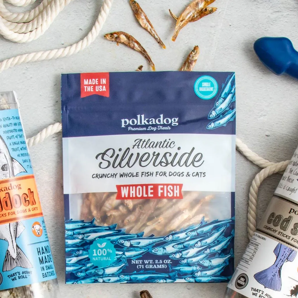 Polkadog Atlantic Silverside Crunchy Whole Fish for Dogs & Cats, 2.5-oz
