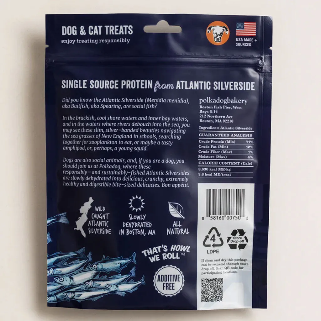 Polkadog Atlantic Silverside Crunchy Whole Fish for Dogs & Cats, 2.5-oz