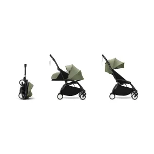 Stokke YOYO³ 0  6  Complete Baby Stroller Set - Black Frame with Olive 0  Newborn Pack & 6  Color Pack
