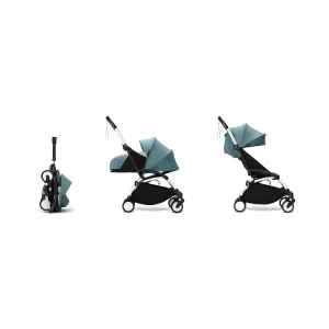 Stokke YOYO³ 0  6  Complete Baby Stroller Set - White Frame with Auqa 0  Newborn Pack & 6  Color Pack