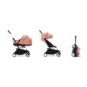 Stokke YOYO³ Newborn Shell 6  Complete Baby Stroller Set - White Frame with Ginger Newborn Shell & 6  Color Pack (Pre-Order; Est. Delivery in 4-6 Weeks)