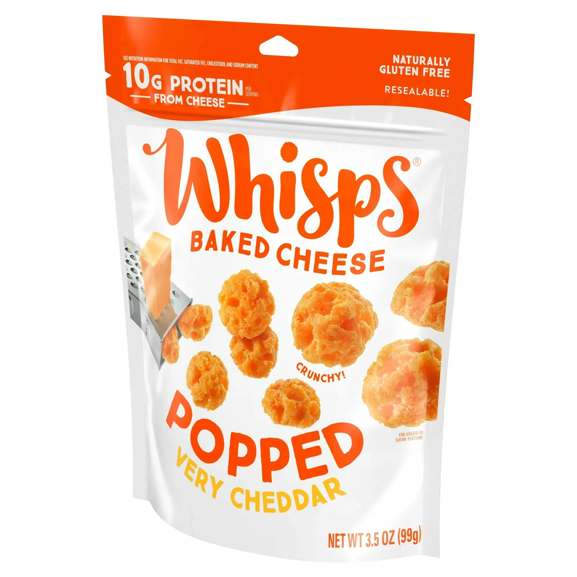 Whisps Popped, Very Cheddar Cheese Snack, 10g Protein from Real Baked Cheese, 3.5 oz
