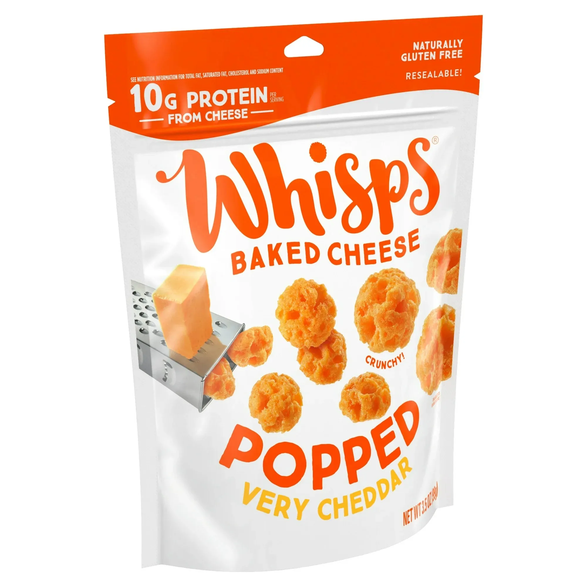 Whisps Popped, Very Cheddar Cheese Snack, 10g Protein from Real Baked Cheese, 3.5 oz