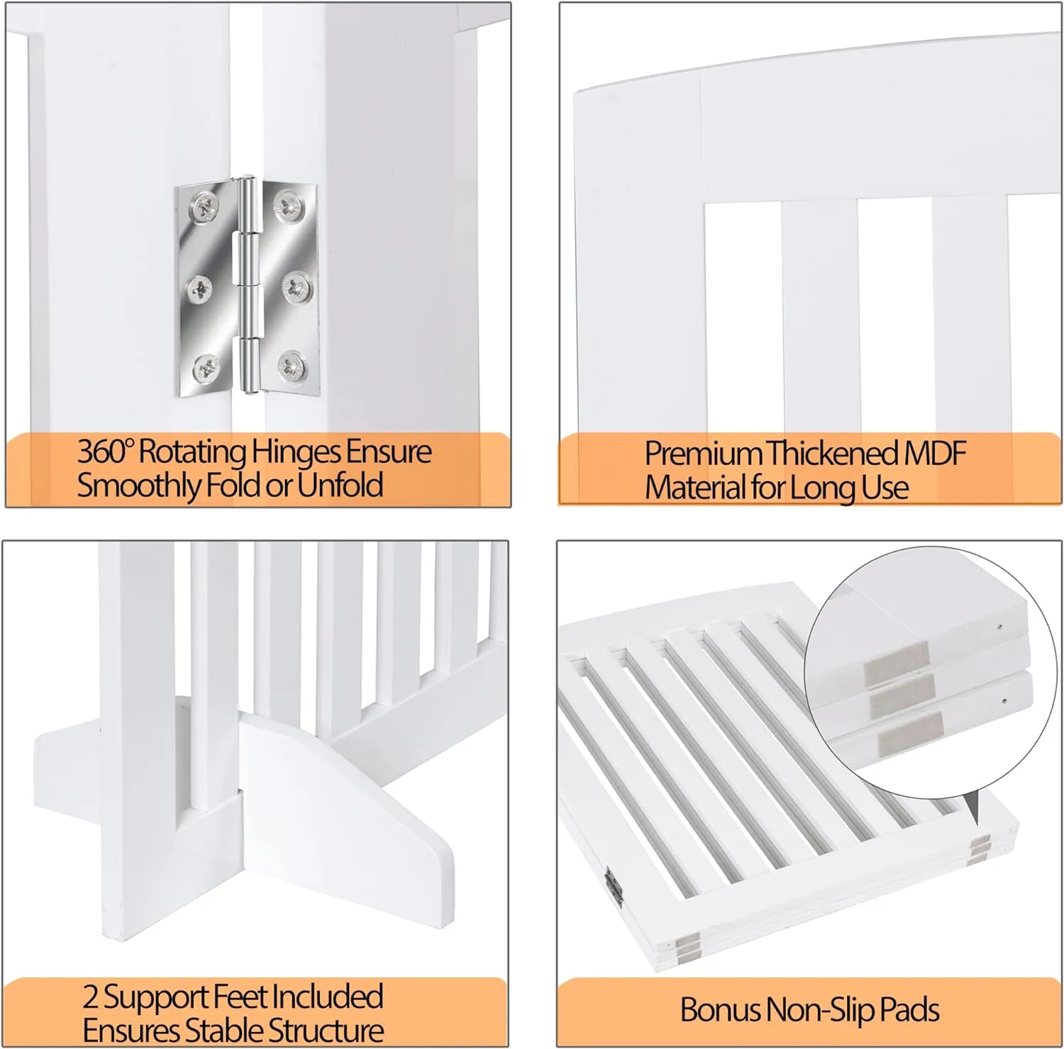 ZENY™ Dog Gate Pet Gate for House, Stairs, Hallways, Doorways 24Inch 3 Panels Foldable Dog Fence