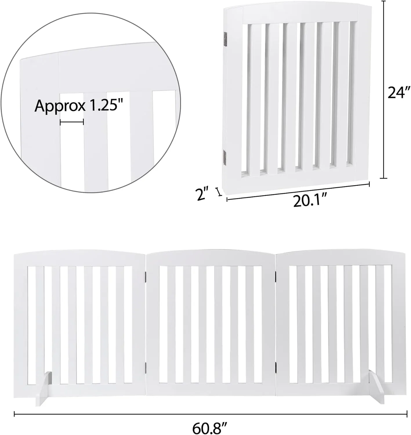 ZENY™ Dog Gate Pet Gate for House, Stairs, Hallways, Doorways 24Inch 3 Panels Foldable Dog Fence