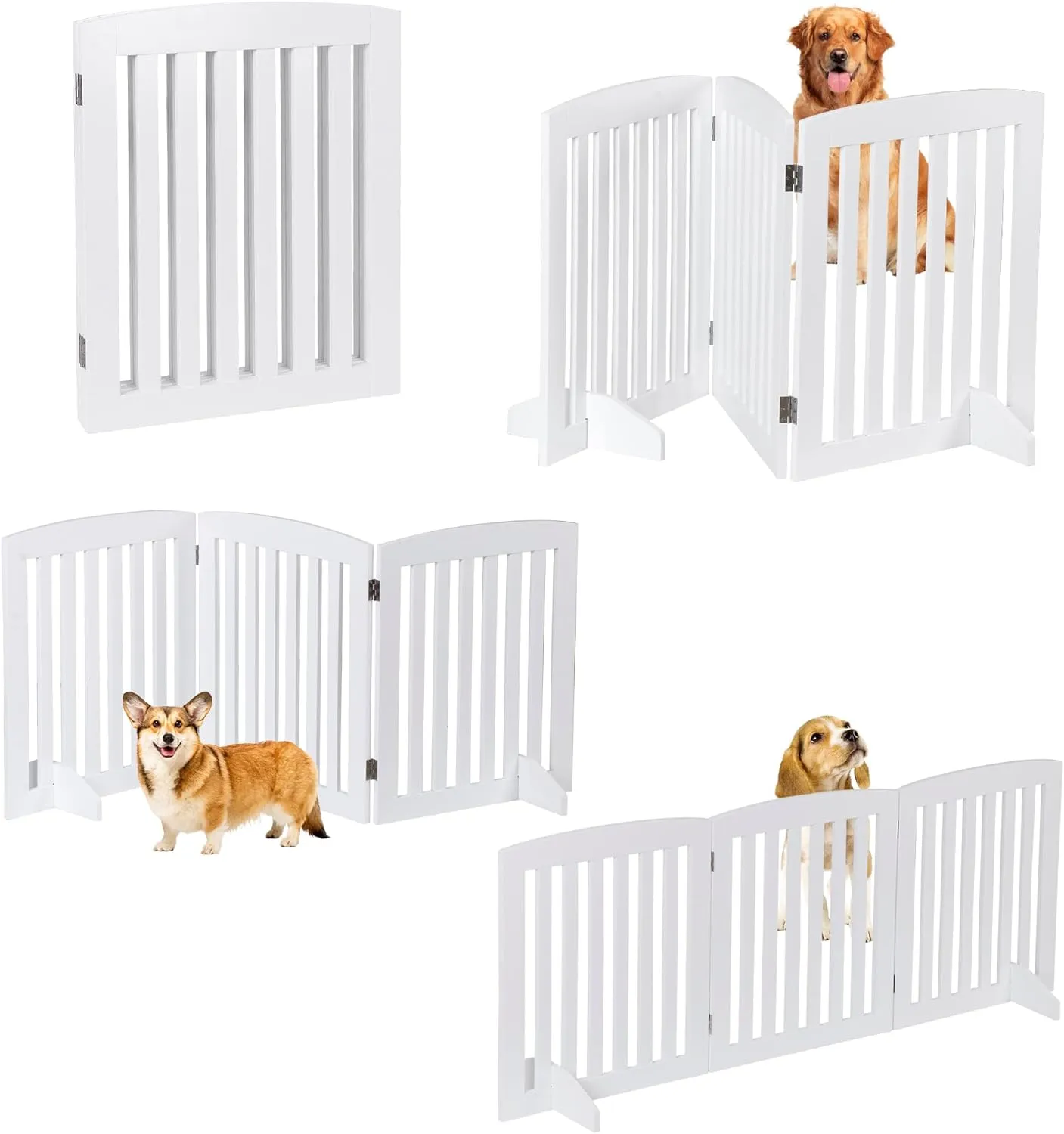 ZENY™ Dog Gate Pet Gate for House, Stairs, Hallways, Doorways 24Inch 3 Panels Foldable Dog Fence